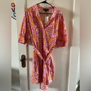 Eloquii floral print belted shirt dress